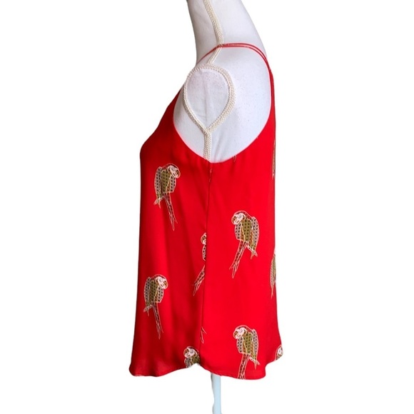 Loft Halter Spaghetti Strap V-neck Red Parrot Print Top Size SP - Picture 3 of 17